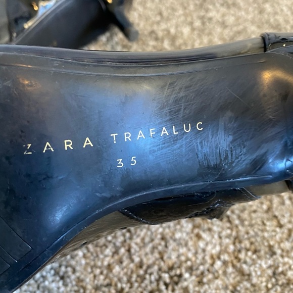 Zara Trafaluc Clear Vinyl Black Pointed Toe Zip Up Heeled Shoes EU  35 US 5-5.5 - Picture 14 of 14